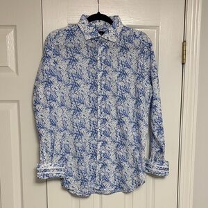 Mens Robert Graham Blue and White Patterned Men's Dress Shirt